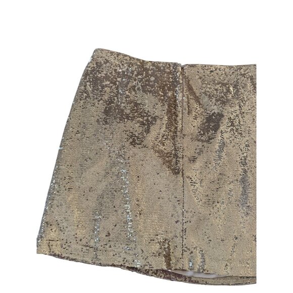 INC Gold Ruched Sequin Zip Skirt Size XXL - Picture 3 of 12